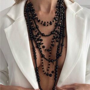 Elegant Black Beaded Necklace